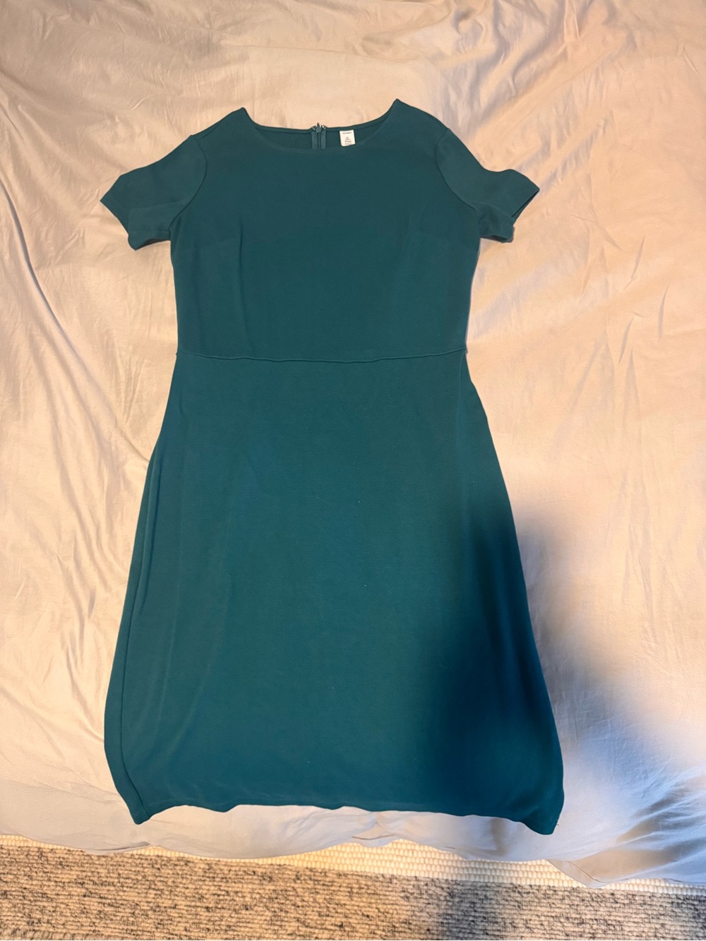 Teal Short-Sleeve Midi Dress